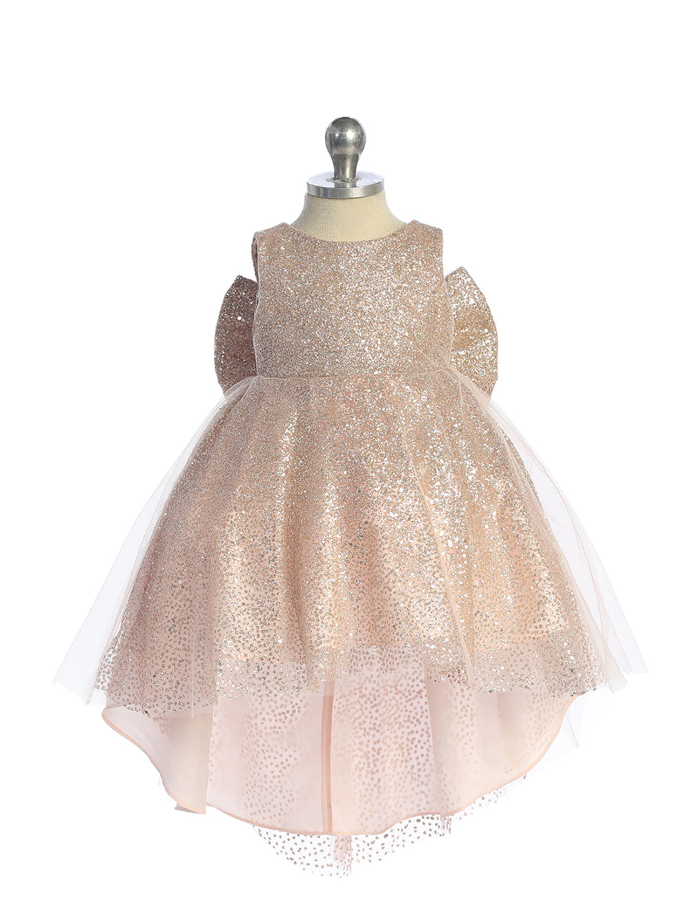 Baby Dress Glitter Tail and Large Bow by TIPTOP KIDS - AS5804S Rose Gold / 6M Baby Dress Glitter Tail and Large Bow by TIPTOP KIDS - AS5804S Rose Gold / 6M