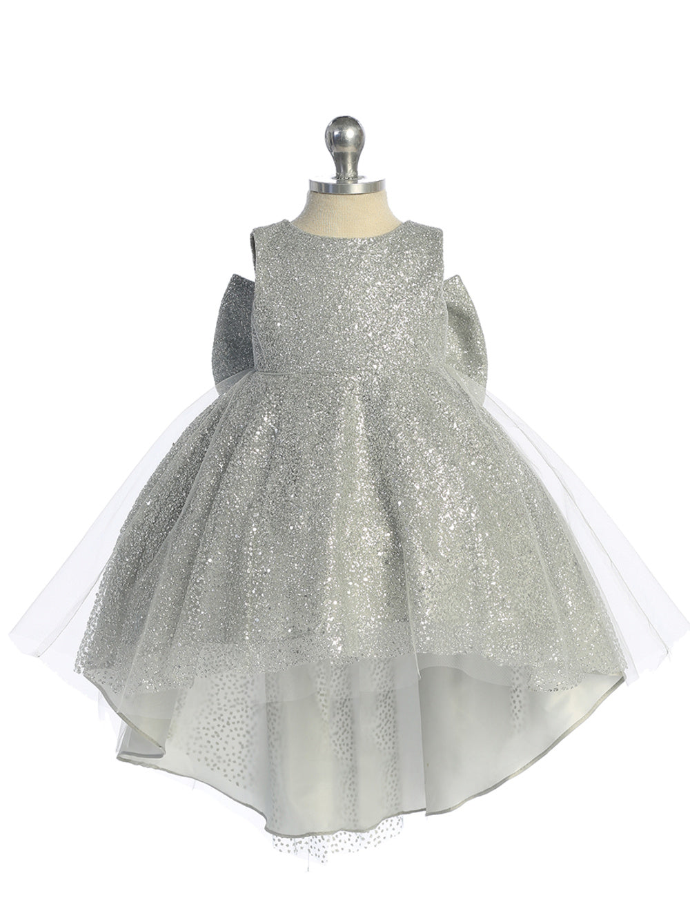 baby silver dress Popelin Silver lurex dress with yoke and embroidered baby collar (Mod
