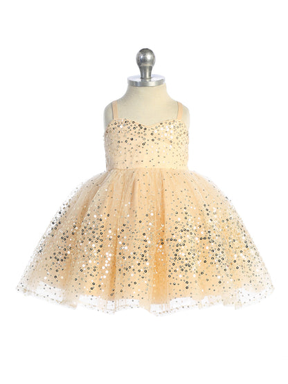Baby Girl Dress with Sweetheart Neckline Sequins Dress by TIPTOP KIDS - AS5825S Gold / 12M Baby Girl Dress with Sweetheart Neckline Sequins Dress by TIPTOP KIDS - AS5825S Gold / 12M