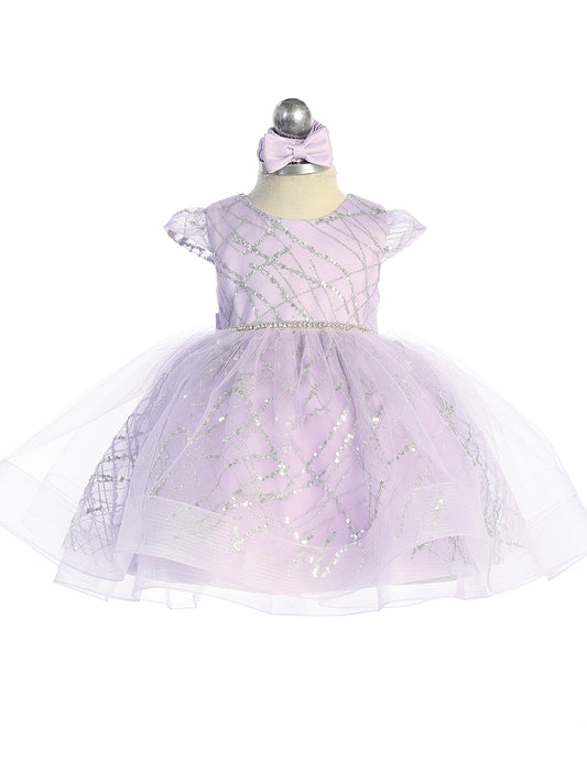 Baby Girl Cap Sleeve Glitter Bodice Dress by TIPTOP KIDS - AS5827S