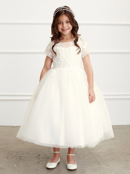 Flower Girl Dress with Floral Lace Sleeved Dress by TIPTOP KIDS - AS5833