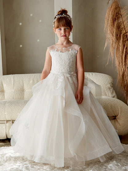 Flower Girl Gorgeous Lace Bodice Tulle Layered Dress by TIPTOP KIDS - AS5850