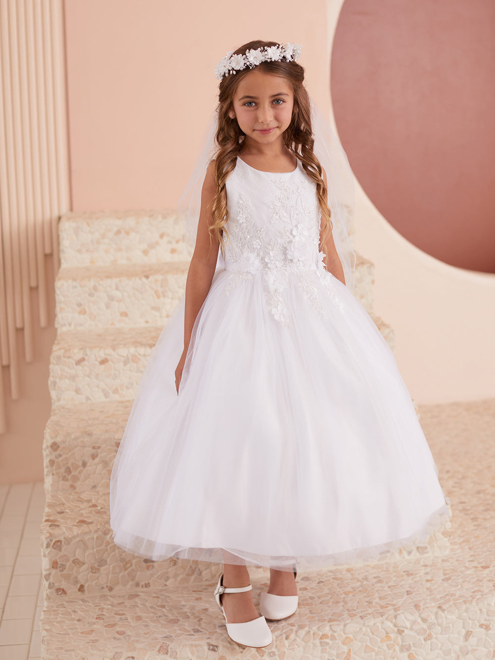kids girls dress lace for occasion Pink Flower Girl Princess 1st Birthday Party Gown J768 This one 5 Little Princess Lace