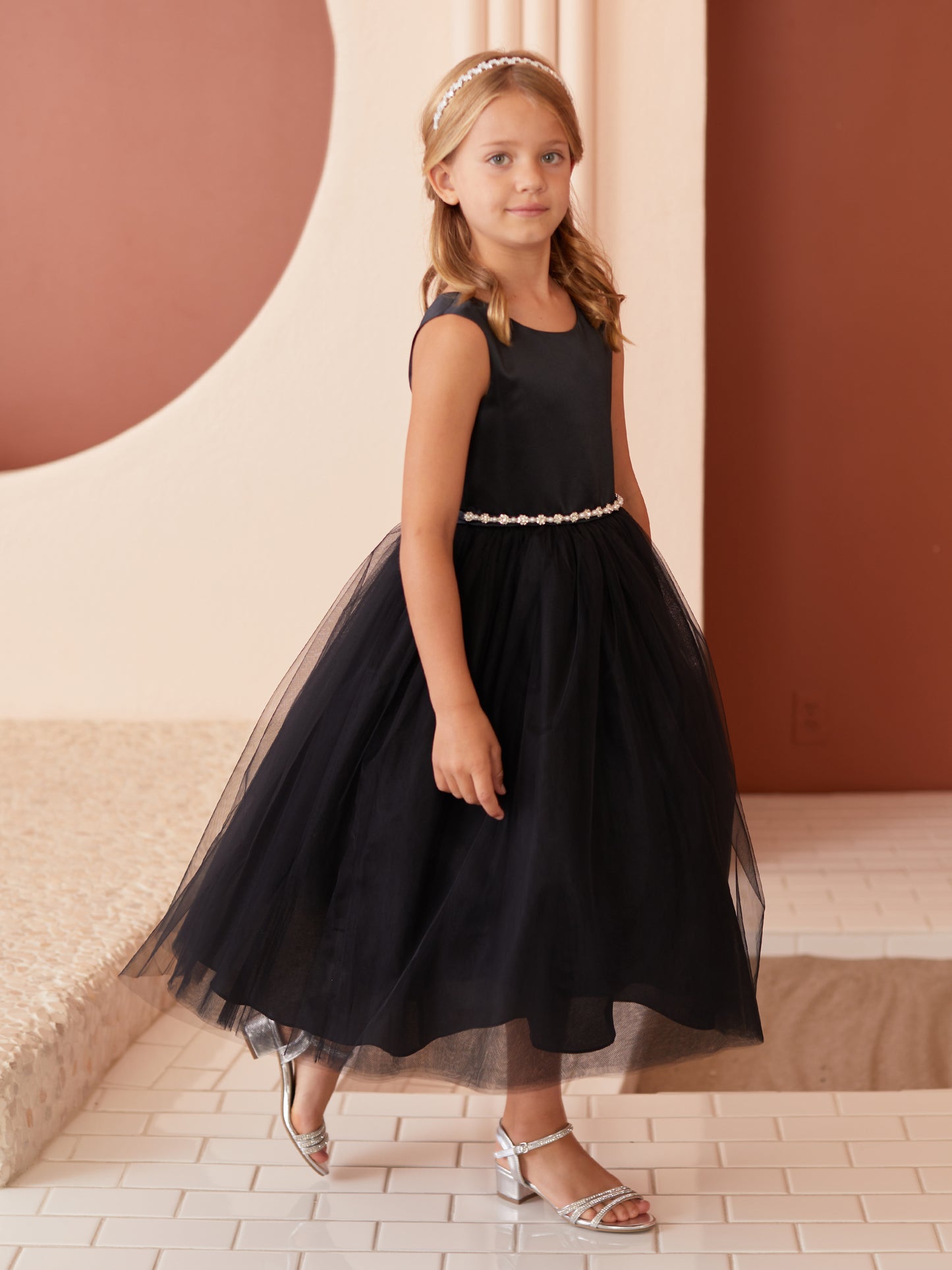 Satin Bodice with Tulle Flowers Girl Dress by TIPTOP KIDS - AS5872