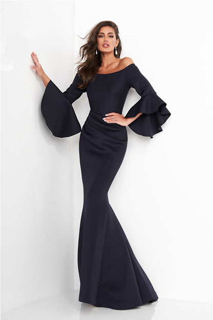 Jovani 59993 Off the Shoulder Bell Long Sleeves Mermaid Dress - Special Occasion/Curves