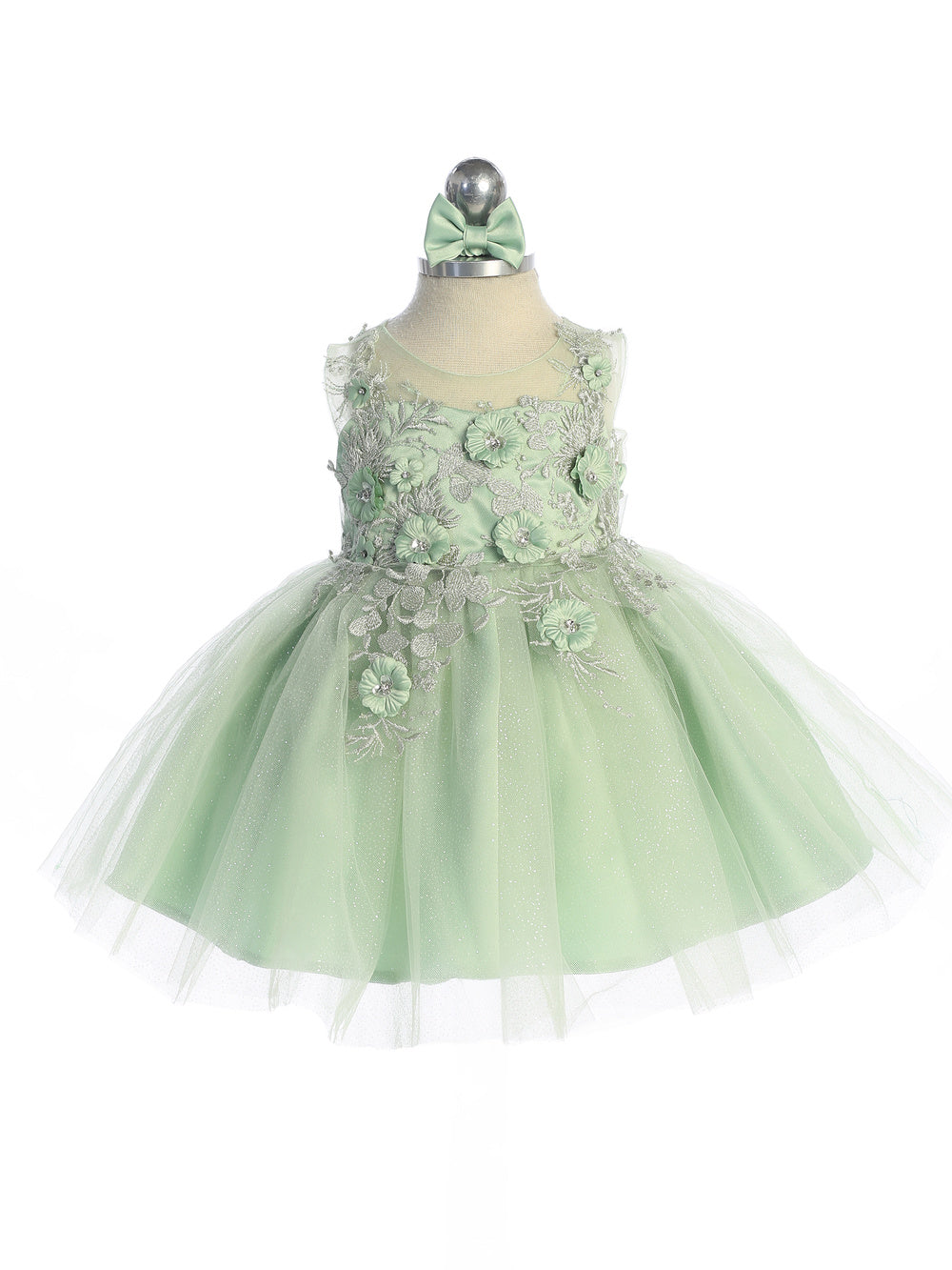 Baby Dress with Beautiful Illusion Neckline Bodice by Tiptop Kids