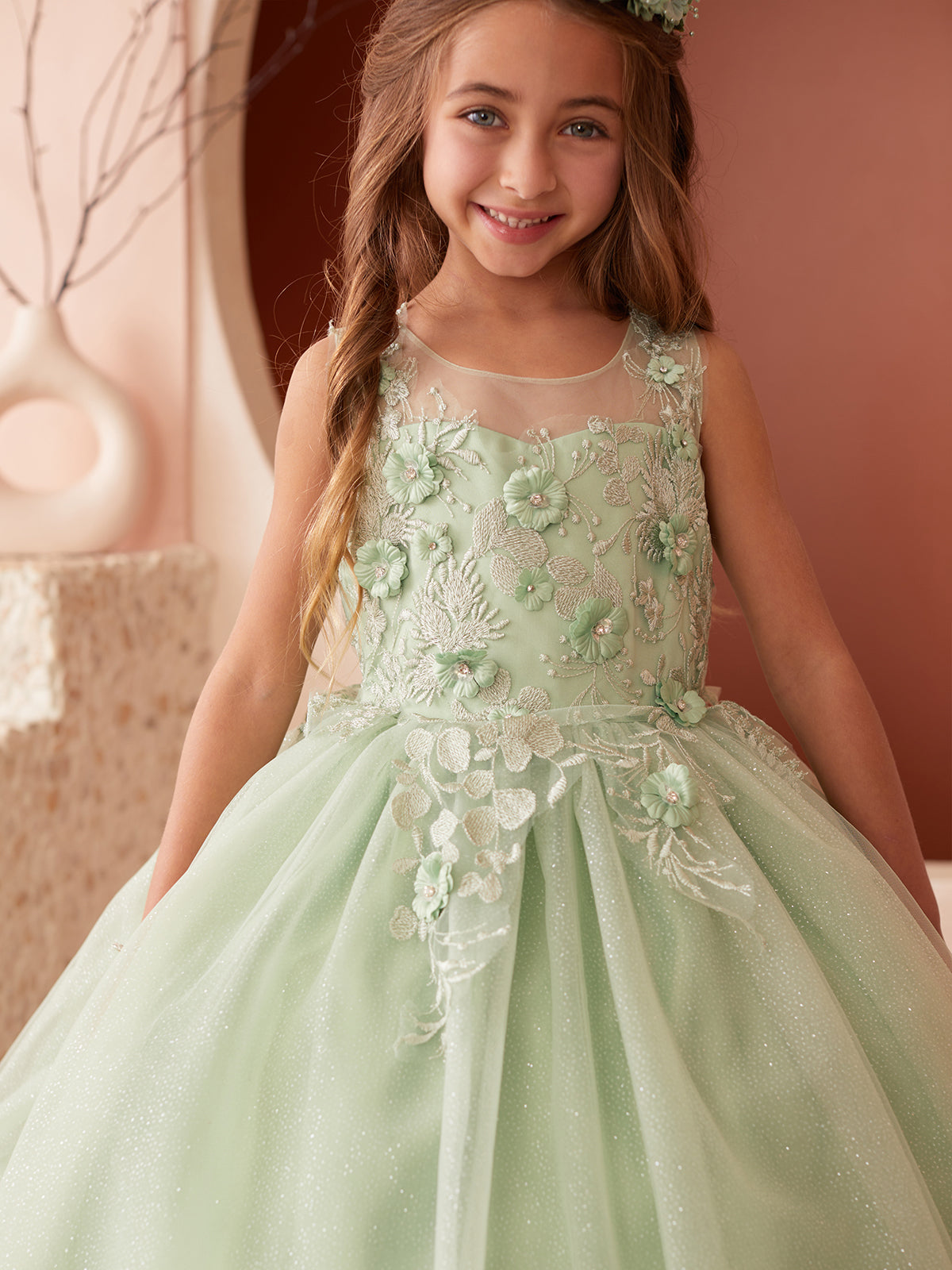 Girl Mini-Quince with Floral Tulle Bodice Dress by TIPTOP KIDS