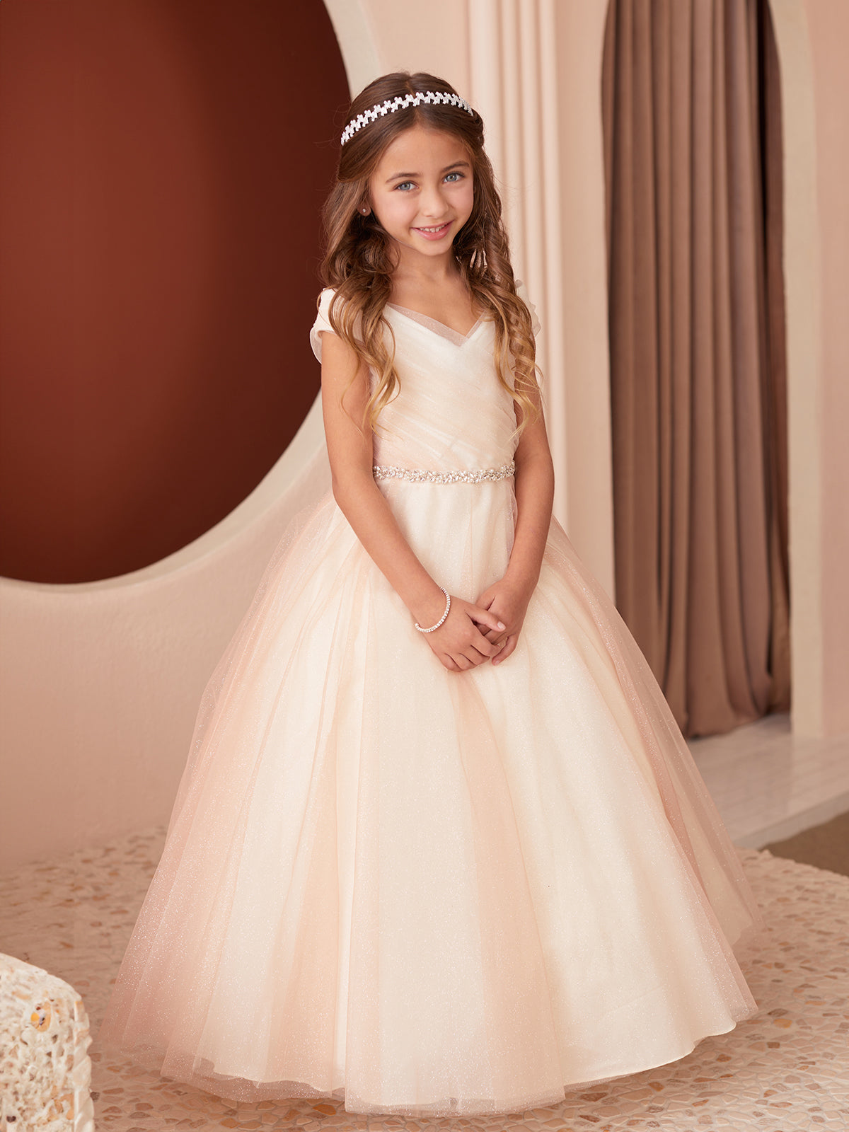 girl dress Girls Tulle Overlay Flowing Skirt Ball Gown, Sizes 2-16 6 / Rose Gold Flavor:Poppyseed Colors that Go Best perfect for weddings commercial