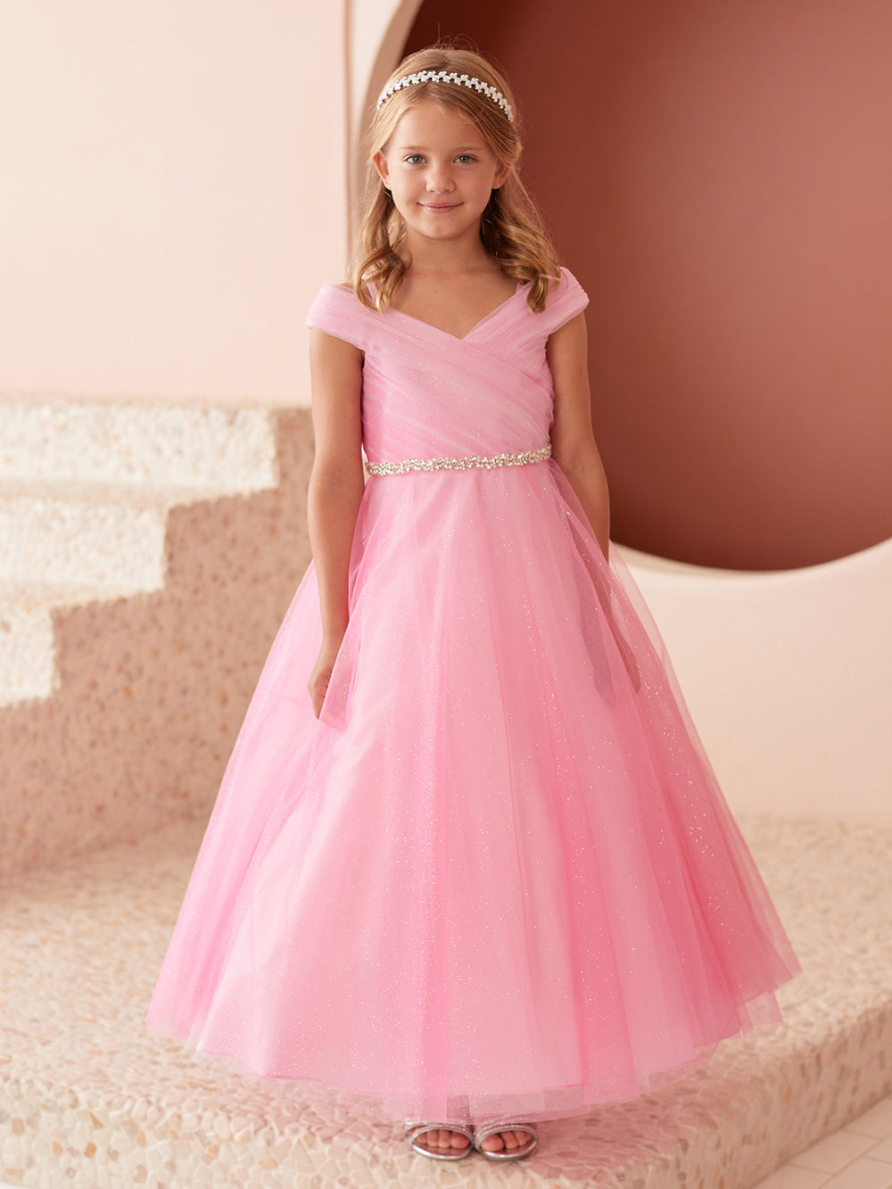 Girl Dress with Glitter Off The Shoulder Dress by TIPTOP KIDS - AS7043