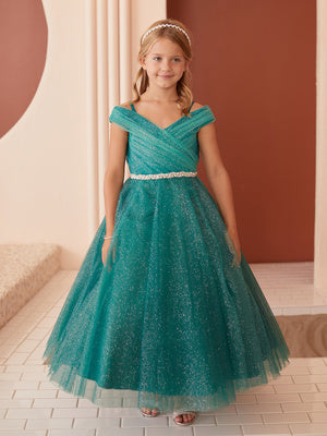 Girl Dress with Glitter Off The Shoulder Dress by Tiptop Kids