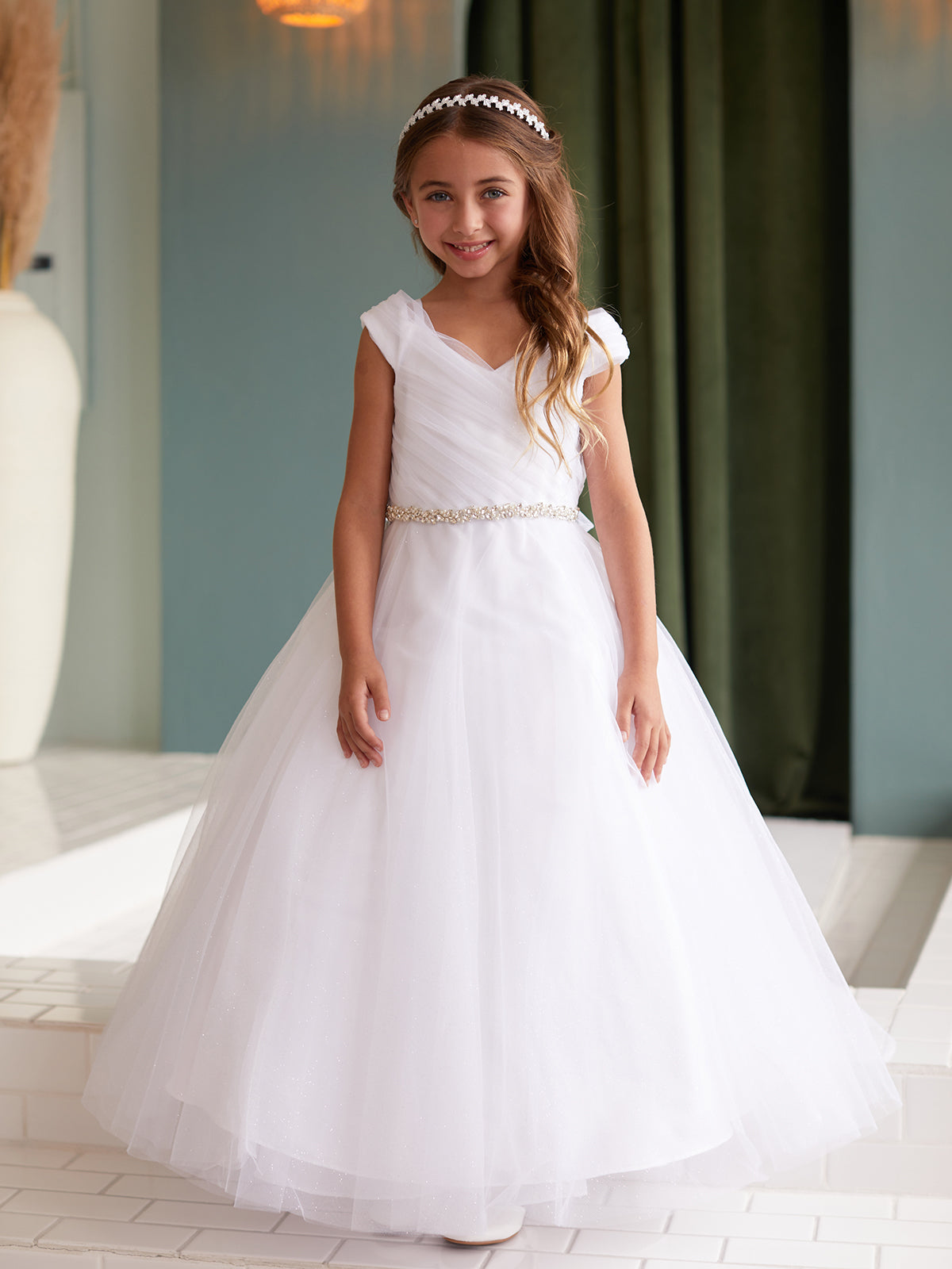 Girl Dress with Glitter Off The Shoulder Dress by TIPTOP KIDS - AS7043