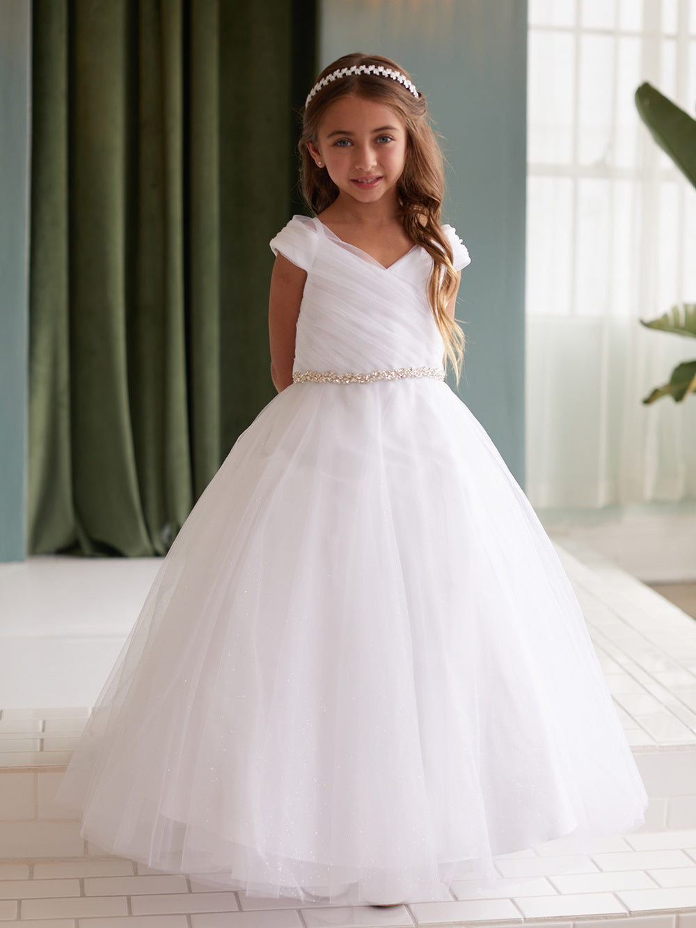 dress girl Girls Tulle Overlay Flowing Skirt Ball Gown, Sizes 2-16 6 / Ivory KOL-3 a signature delight augmented PINK FORMAL DRESSES Color:Sky/Combo