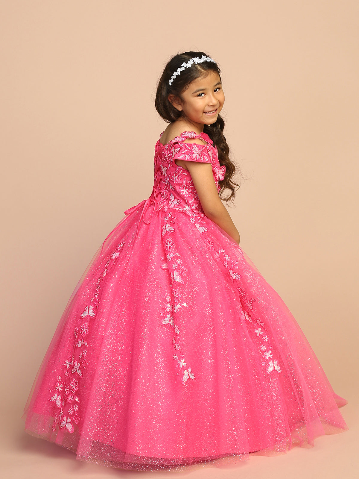off shoulder dress for 12 year olds Elegant Kids Floral Off-shoulder Party Dress