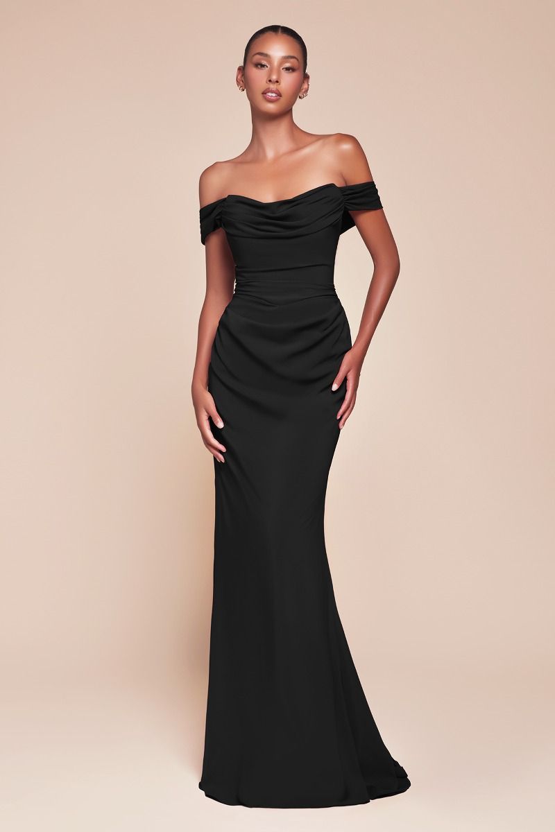 Strapless Chiffon Scoop Neckline Gown by Cinderella Divine 7433 - Special Occasion