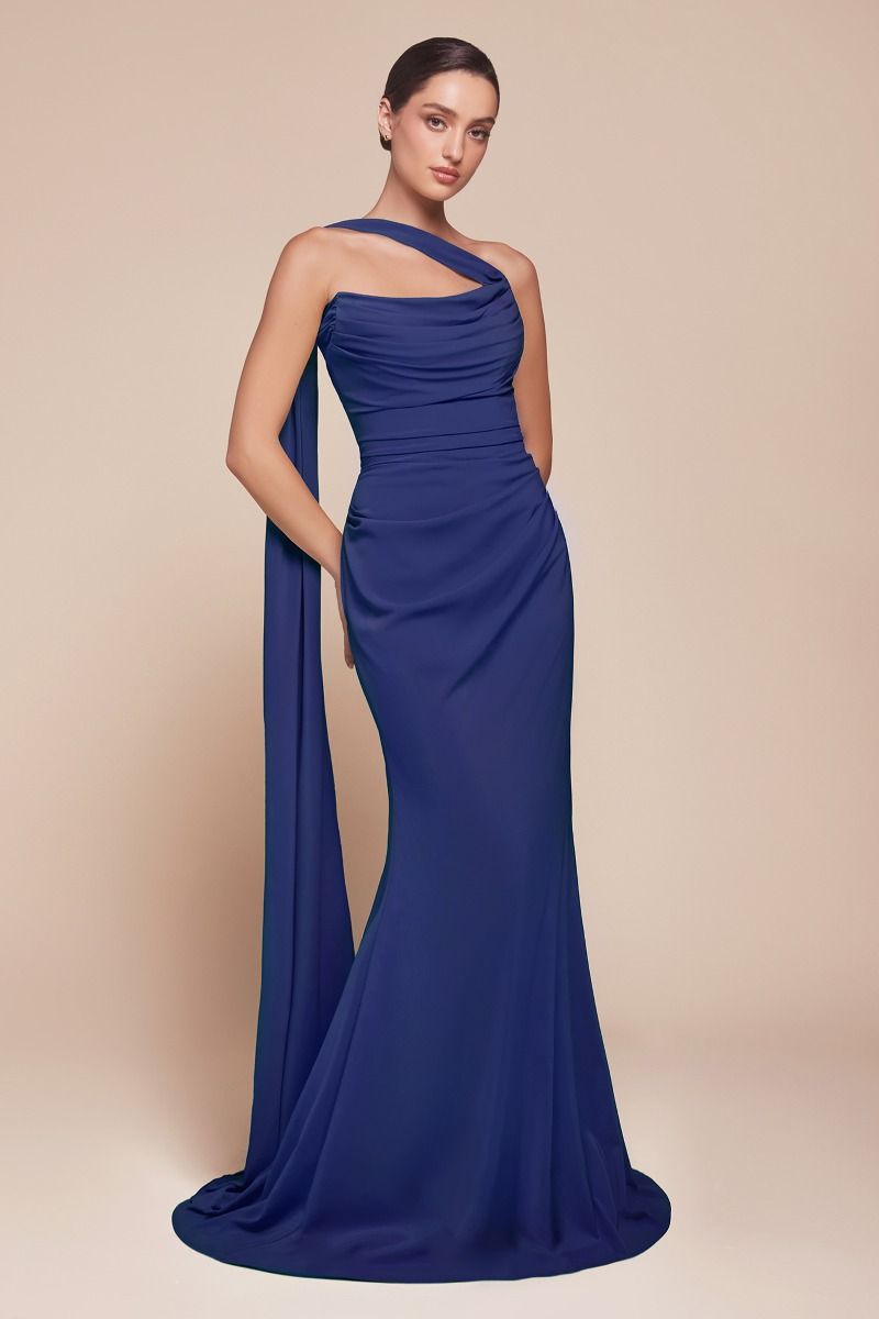 Strapless Chiffon Scoop Neckline Gown by Cinderella Divine 7433 - Special Occasion