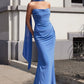 Strapless Chiffon Scoop Neckline Gown by Cinderella Divine 7433 - Special Occasion