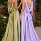 Satin Sleeveless A-Line Slit Gown by Cinderella Divine 7446 - Special Occasion