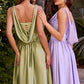 Satin Sleeveless A-Line Slit Gown by Cinderella Divine 7446 - Special Occasion