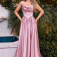 Satin Sleeveless A-Line Slit Gown by Cinderella Divine 7446 - Special Occasion