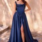 Satin Sleeveless A-Line Slit Gown by Cinderella Divine 7446 - Special Occasion