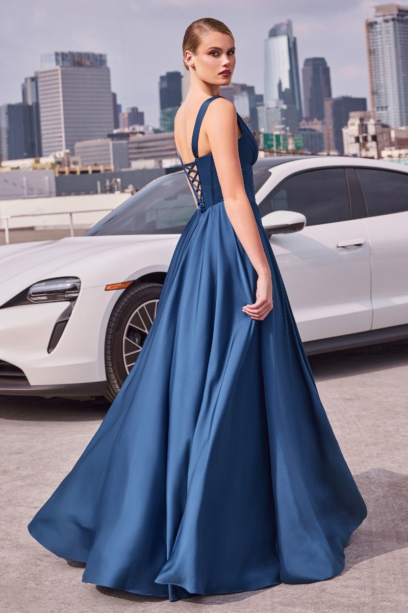 Satin V-Neckline A-Line Gown by Cinderella Divine 7447 - Special Occas Ariststyles Satin V-Neckline A-Line Gown by Cinderella Divine 7447 - Special Occas Ariststyles