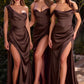 Satin Corset One Shoulder Sheath Leg Slit Gown by Cinderella Divine 7448 - Special Occasion - 2-14
