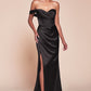 Satin Corset One Shoulder Sheath Leg Slit Gown by Cinderella Divine 7448 - Special Occasion - 2-14