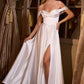 Off Shoulder Sweetheart Leg Slit Bridal Gown by Cinderella Divine 7449W