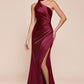 One Shoulder Halter Neckline Sheath Gown by Cinderella Divine 7454 - Special Occasion/Curves