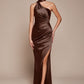 One Shoulder Halter Neckline Sheath Gown by Cinderella Divine 7454 - Special Occasion/Curves