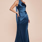 One Shoulder Halter Neckline Sheath Gown by Cinderella Divine 7454 - Special Occasion/Curves