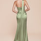 One Shoulder Halter Neckline Sheath Gown by Cinderella Divine 7454 - Special Occasion/Curves