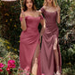 Off the Shoulder Corset Soft Satin Dress - Cinderella Divine 7484 - Special Occasion