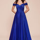 Satin Off The Shoulder A-Line Slit Gown By Ladivine 7493 - Special Occasion