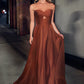 Satin Strapless A-Line Women Formal Gown By Ladivine 7496C - Curves