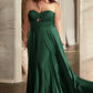 Satin Strapless A-Line Women Formal Gown By Ladivine 7496C - Curves