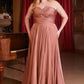 Satin Strapless A-Line Women Formal Gown By Ladivine 7496C - Curves