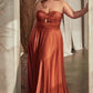 Satin Strapless A-Line Women Formal Gown By Ladivine 7496C - Curves