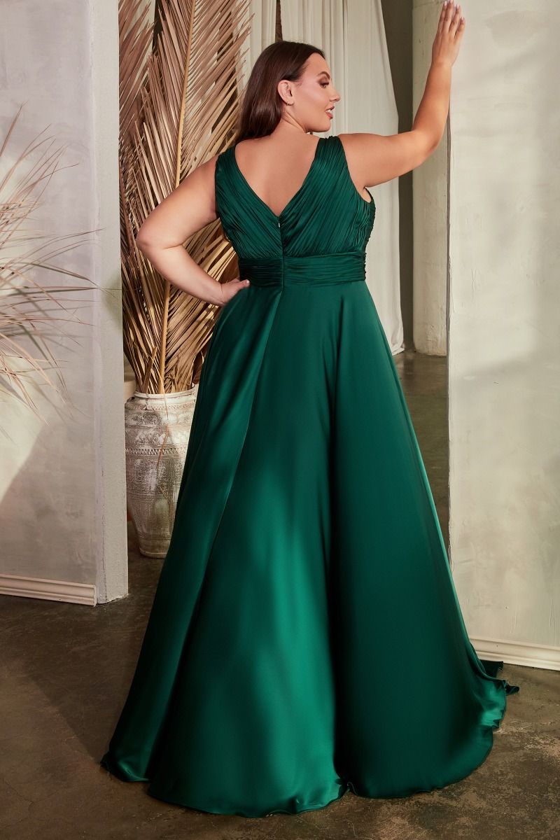 slim fit dress slacks Keyhole Satin A-Line Gown by Cinderella Divine 7497C