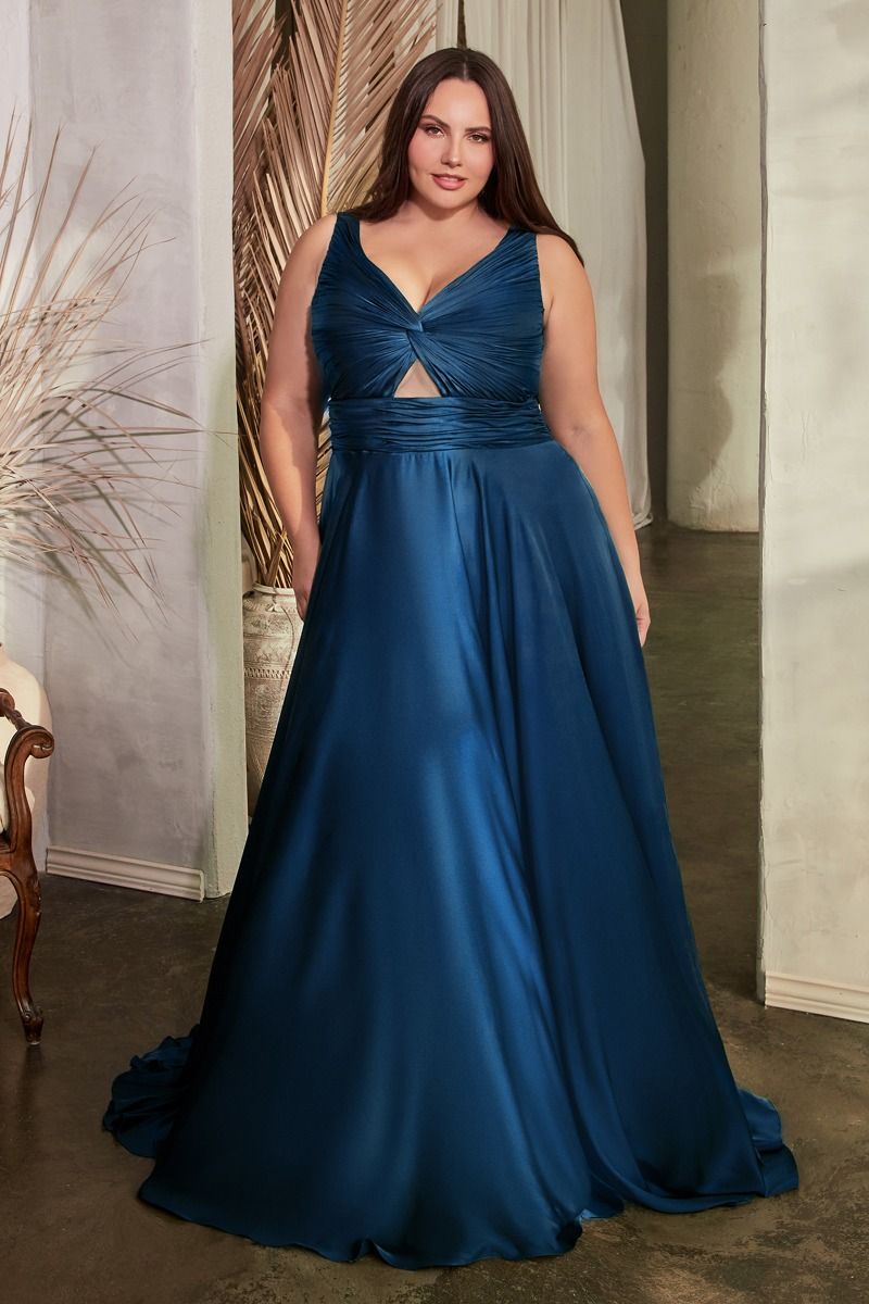 keyhole satin dress Long Satin Prom Dress with Keyhole Cut Out