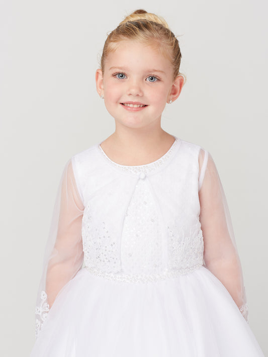 Flower Girl Lace Applique Long Sleeve Dress by TIPTOP KIDS - AS7913