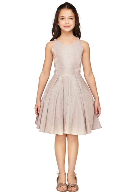 Glitter Metallic Double Strap Girl Communion Dress by Cinderella Couture USA AS8011