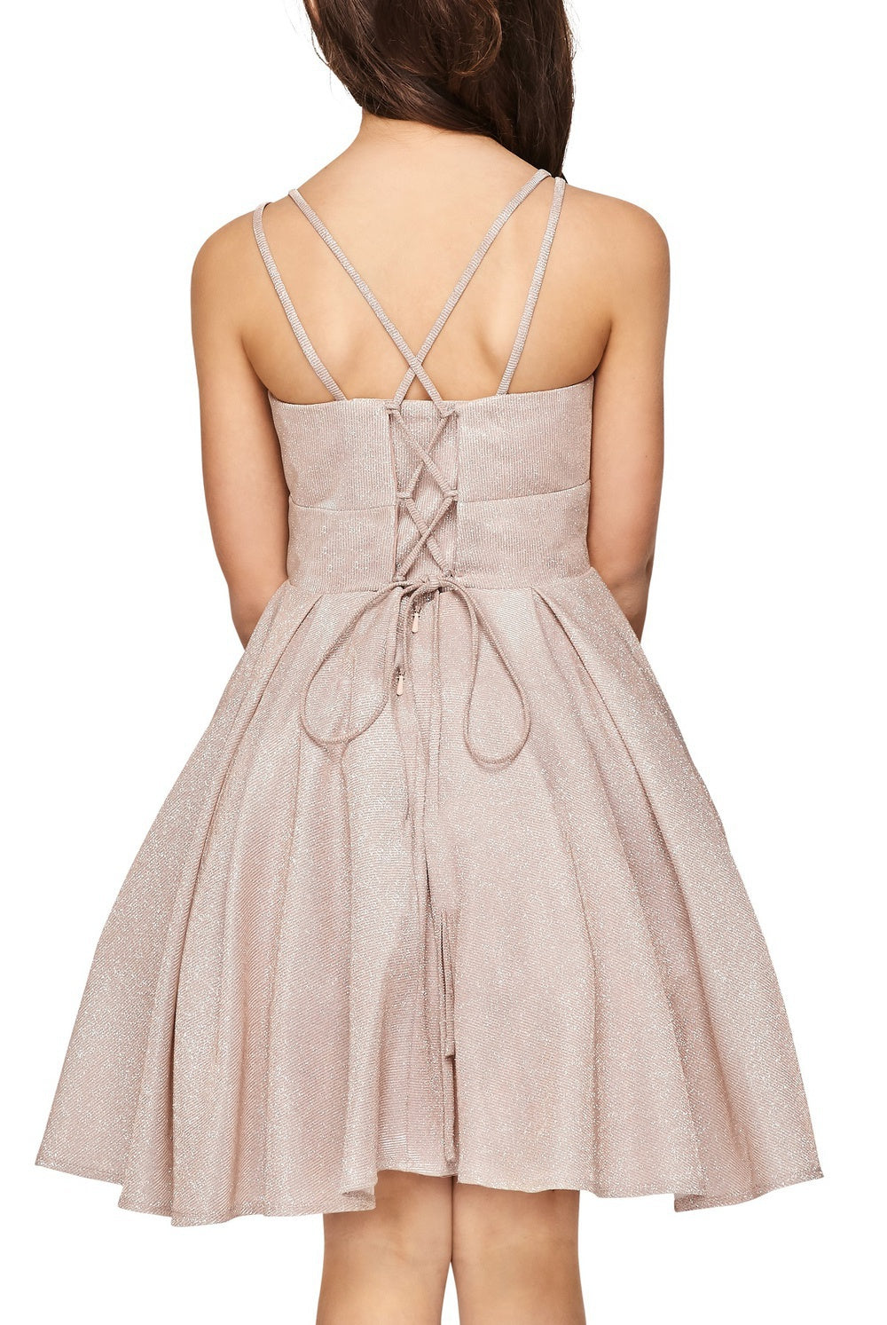 Glitter Metallic Double Strap Girl Communion Dress by Cinderella Couture USA AS8011