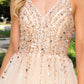 Champagne Sequins Lace Tulle A-line Gown by Cinderella Couture USA AS8034J - Special Occasion/Curves