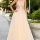 Champagne Sequins Lace Tulle A-line Gown by Cinderella Couture USA AS8034J - Special Occasion/Curves