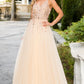 Champagne Sequins Lace Tulle A-line Gown by Cinderella Couture USA AS8034J - Special Occasion/Curves