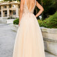 Champagne Sequins Lace Tulle A-line Gown by Cinderella Couture USA AS8034J - Special Occasion/Curves