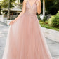 Dusty-Rose Sequins Lace Tulle A-line Gown by Cinderella Couture USA AS8034J - Special Occasion/Curves