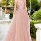 Dusty-Rose Sequins Lace Tulle A-line Gown by Cinderella Couture USA AS8034J - Special Occasion/Curves