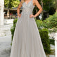 Silver Sequins Lace Tulle A-line Gown by Cinderella Couture USA AS8034J-SIL - Special Occasion/Curves